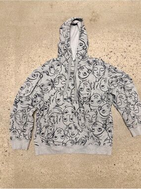 Maya Angelou Gray Black Artwork Pullover Hoodie Sweatshirt Cotton Blend Size XL